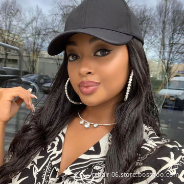 Best Selling Baseball Cap Hat Wig Wholesale Cheap Travel Wig Hats Women Cap Curly Brazilian Human Hair Wigs With Hats